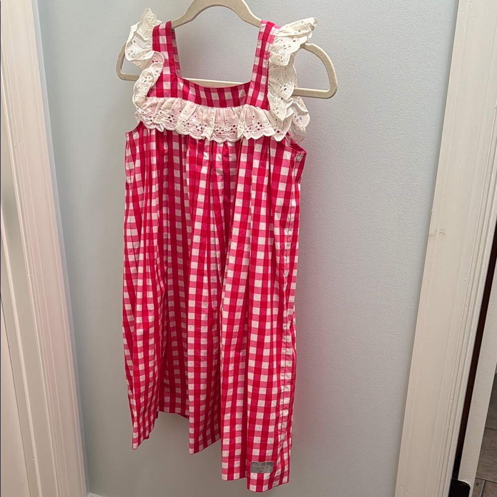 Eleanor Rose Red and White Gingham Dress with Eyelet Lace